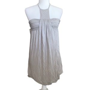 Zara Collection Silver & Taupe Shimmer Halter Extra Long Blouse Size Small